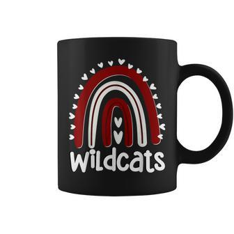 Wildcats School Hearts Rainbow Wildcat Sports Spirit Team Coffee Mug - Monsterry