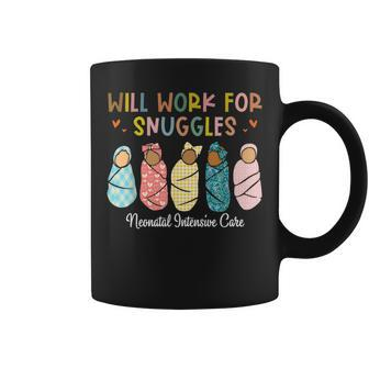 Will Work For Snuggles Neonatal Intensive Care Unit Nurse Coffee Mug | Seseable CA