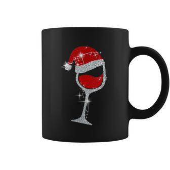 Wine Glasses Santa Hat Bling Christmas Wine Lover Coffee Mug - Thegiftio UK