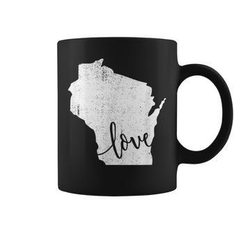 Wisconsin Home Love Vintage State Map Outline Coffee Mug - Monsterry