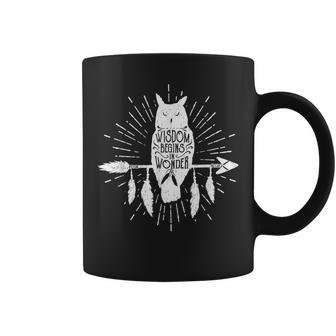 Wisdom Begins In Wonder Native American Owl Feathers Coffee Mug - Monsterry UK