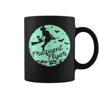 Witch Silhouette Moon Cat Bats Witchcraft Frequent Flyer Coffee Mug - Monsterry CA