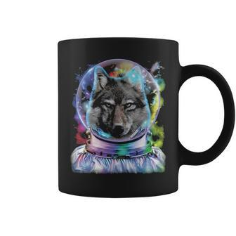 Wolf As Astronaut Exploring Galaxy Space Coffee Mug | Mazezy