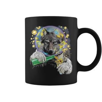 Wolf As Astronaut In Space Enjoying Drink Coffee Mug | Mazezy