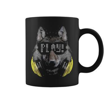 Wolf As Dj In Sunglass And Headphone Coffee Mug | Mazezy