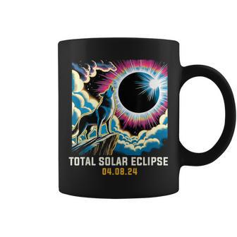 Wolf Howling At Solar Eclipse Coffee Mug - Seseable