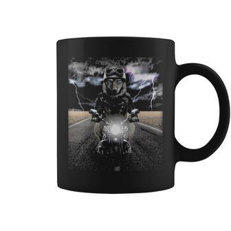 Wolf Motorcycle Cruise Down Highway Coffee Mug | Mazezy