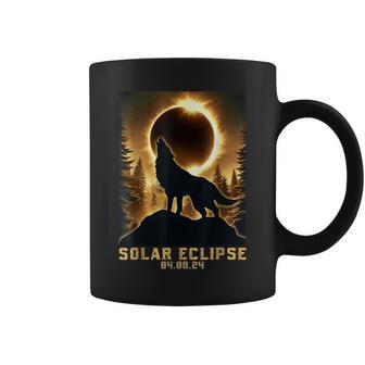 Wolf Solar Eclipse 2024- Total Solar Eclipse Wolf 04082024 Coffee Mug | Mazezy