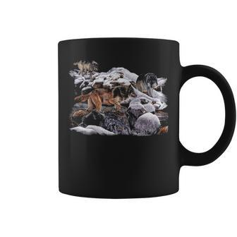 Wolf Sweat Wildlife Wolf Mountain Three Wolf Coffee Mug | Mazezy
