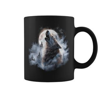Wolves Howling At Moon Wolf Wild Animal Coffee Mug - Monsterry AU