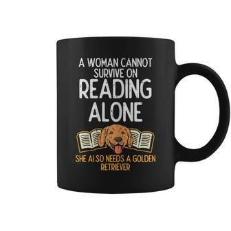 Woman Book Librarian Reading Golden Retriever Dog Women Coffee Mug - Monsterry AU