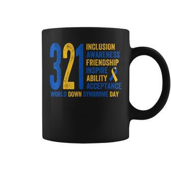World Down Syndrome Day 321 Inspire And Awareness Ribbon Coffee Mug | Mazezy UK