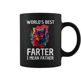 Worlds Best Farter I Mean Father Best Cat Dad Father's Day Coffee Mug - Seseable