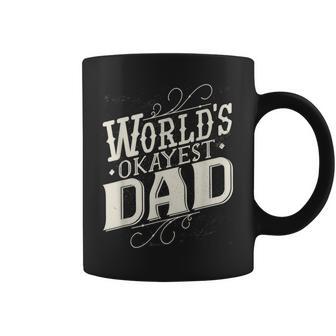 World's Okayest Dad Fathers Day Vintage Graphic Coffee Mug - Monsterry DE