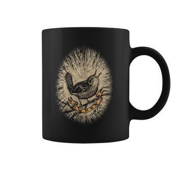 Wren Vintage Birdwatching Scratchboard Coffee Mug - Monsterry