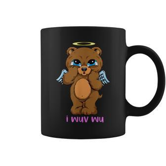 I Wuv Wu Cute Teddy Bear Cupid Angel Valentines I Love You Coffee Mug - Monsterry