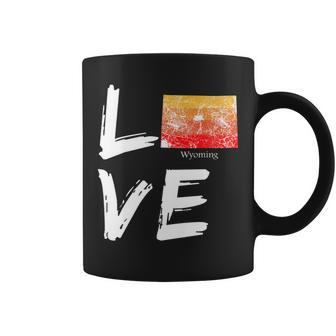 Wyoming Wy Map Souvenir Love Distressed State Coffee Mug - Monsterry