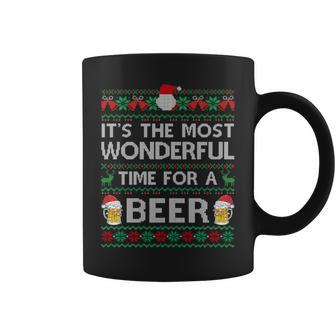 Xmas Wonderful Time For A Beer Ugly Christmas Sweaters Coffee Mug | Mazezy