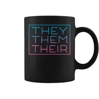 They Them Their Pronouns For Nonbinary Enby Nb Lgbtq Pride Coffee Mug - Monsterry CA