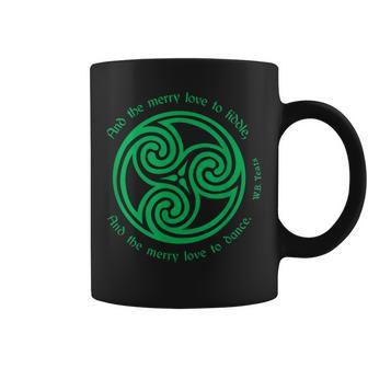 Yeats Irish Poet Green Celtic Knot Fiddle Dance Poem Coffee Mug - Monsterry AU
