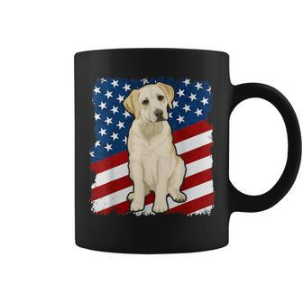 Yellow Labrador Dog American Flag Coffee Mug - Monsterry