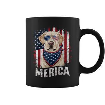 Yellow Labrador Retriever 4Th Of July Merica Usa Flag Lab Coffee Mug - Monsterry DE