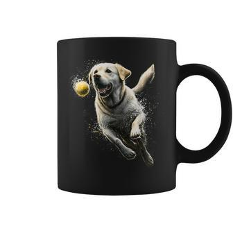 Yellow Labrador Retriever Chasing A Ball Labrador Retriever Coffee Mug - Seseable