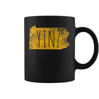 Yinz Pittsburgh Pennsylvania Map Gold Vintage Coffee Mug - Monsterry DE