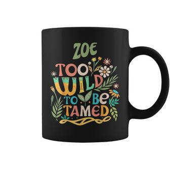 Zoe Name Cute Retro Girls Wildflower Zoe Name Coffee Mug - Seseable