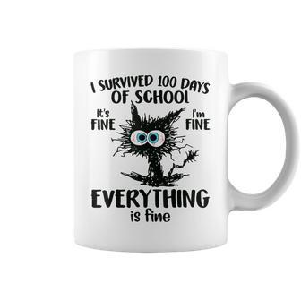 100 Days Of School It's Fine I'm Fine Everthing Is Fine Coffee Mug - Seseable