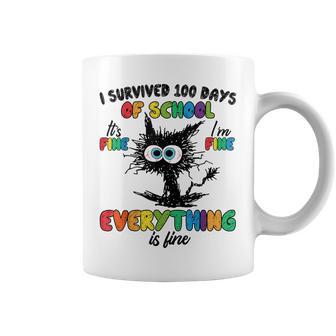 100 Days Of School It's Fine I'm Fine Everything Is Fine Coffee Mug - Monsterry