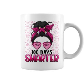 100 Days Smarter Girls Messy Bun Hair 100 Days Of School Coffee Mug | Mazezy DE