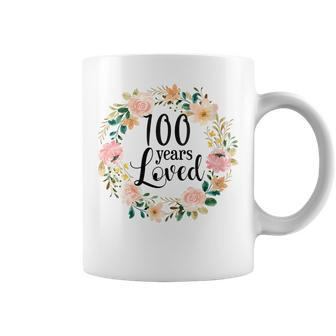 100 Years Loved Grandma Floral 100Th Birthday Coffee Mug - Monsterry DE