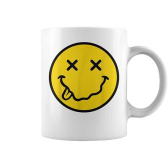 70S Yellow Smile Face Cute Happy X Eyes Smiling Face Coffee Mug | Mazezy