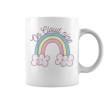 9Th Happy Birthday 9 Years Old Girl Rainbow On Cloud Nine Coffee Mug - Seseable