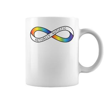 Actually Autistic Rainbow Infinity Neurodiversity Pride 2 Coffee Mug - Monsterry AU