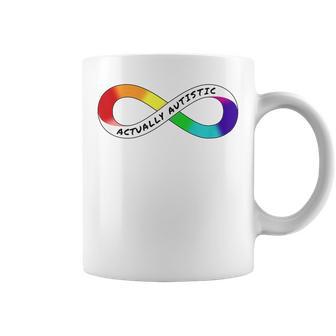 Actually Autistic Rainbow Infinity Neurodiversity Pride Coffee Mug - Monsterry UK