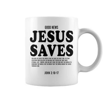 Aesthetic Jesus Christian Bible Verse Jesus Saves Back Coffee Mug - Seseable