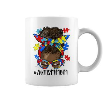 African Black Autism Mom Afro Mother Autism Awareness Coffee Mug - Seseable