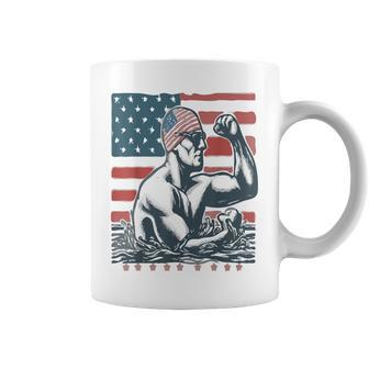 American Flag Swimming Usa 4Th Of July Fathers Day Coffee Mug - Thegiftio UK