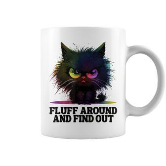 Angry Black Tie Dye Cat Fluff Around And Find Out Women Coffee Mug - Seseable