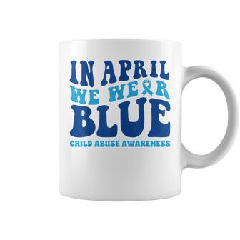 In April We Wear Blue Child Abuse Awareness Coffee Mug | Mazezy