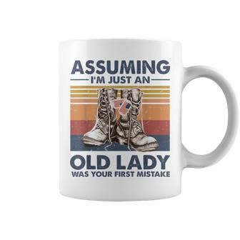 Assuming I'm Just An Old Lady Vintage Veteran Boots Coffee Mug - Monsterry UK