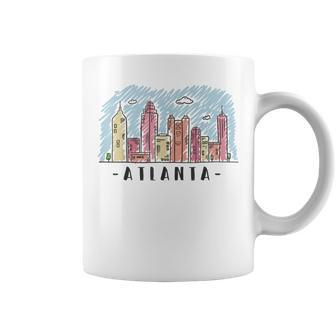 Atlanta Skyline Multi Color Watercolors Souvenir Atl Georga Coffee Mug - Monsterry