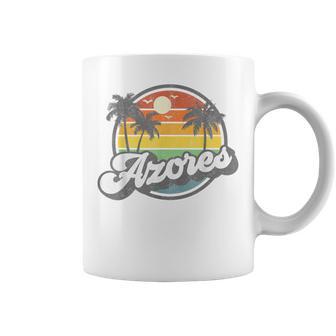 Azores Portugal Island Vacation Palm Trees Retro Beach Coffee Mug - Monsterry CA