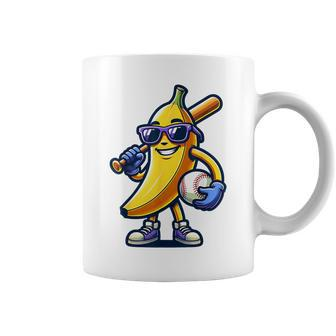 Banana Playing Baseball Fruit Lover Baseball Player Coffee Mug - Seseable