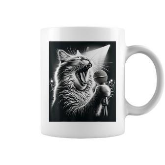 Band Musician Vocalist Singer Cat Singing Coffee Mug - Monsterry AU