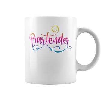 Bartender Beach Tropical Script Lettering Bar Restaurant Coffee Mug - Monsterry CA