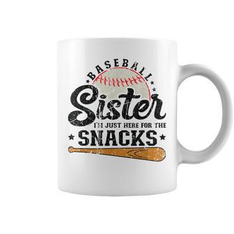 Baseball Sister I'm Just Here For The Snacks Baseball Coffee Mug - Seseable