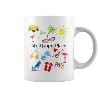 Beach Themed My Happy Place Ocean Sea Reunion Vacation Coffee Mug - Monsterry DE